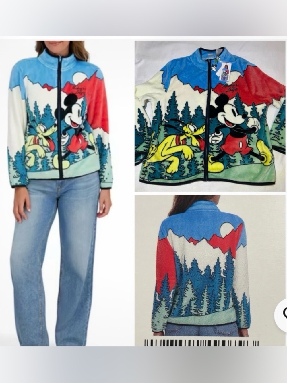 083.New Disney Mickey Mouse Women's Character Scenic Fleece Jacket
Size Medium